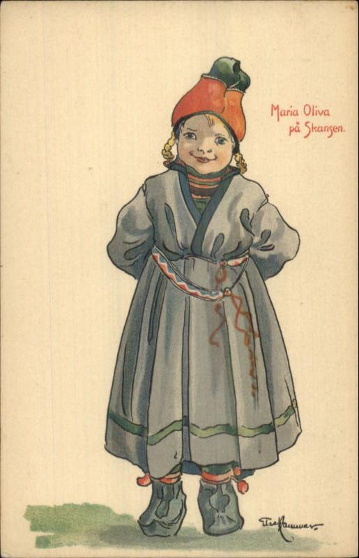 Else Hammar Sweden Scandinavian Children Costume c1905 Postcard SKANSEN