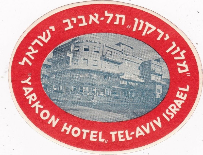 Israel Tel Aviv Yarkon Hotel Vintage Luggage Label sk2720