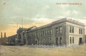 Union Depot, Des Moines, IA, Iowa, USA Train Railroad Station Depot writing O...