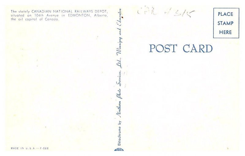 Alberta Edmonton National Railway Depot