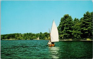 Amesbury MA Sailboating Lake Attitash Sailboat Unused Vintage Postcard E77