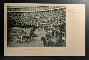 Mint Vintage Bull Fight in Valencia Spain Bull Being Stabbed Printed Postcard