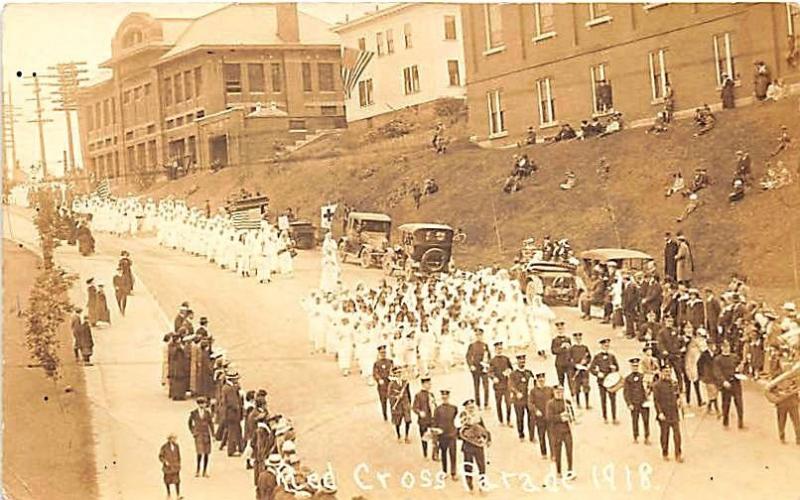Red Cross Nurse Parade in 1918 RPPC Postcard