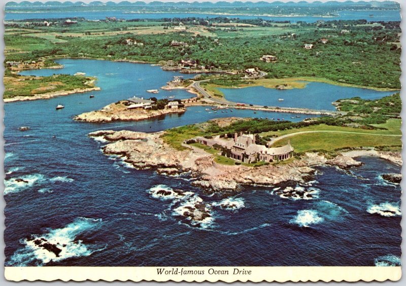 World Famous Ocean Drive Newport Rhode Island RI Picturesque Area Postcard