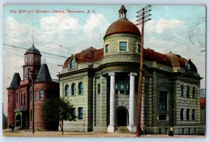 Vancouver British Columbia Canada Postcard City Hall Carnegie Library 1907