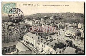 Old Postcard Redon Panoramic View from the Tower Train Station