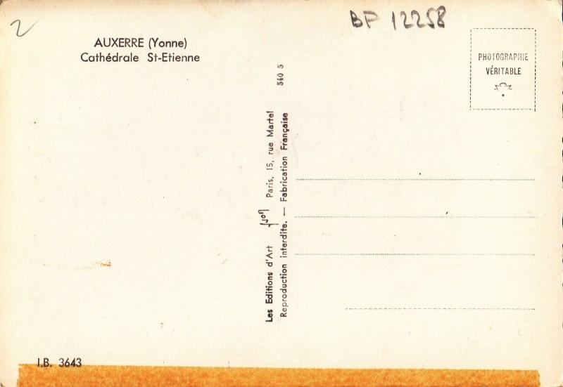 BF12258 auxerre yonne cathedrale st etienne  france front/back image