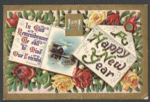 1911 PPC* VINTAGE HAPPY NEW YEAR W/TENNYSON QUOTE IN GLAD REMEMBRANCE EMBOSSED