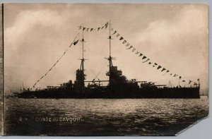 Italian Royal Navy Battleship Conte di Cavour- c1910s RPPC