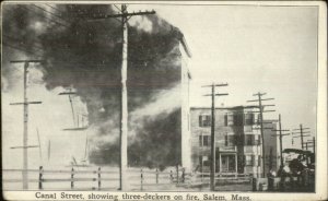 Salem MA Canal St. 1914 Fire Postcard