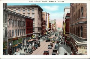 postcard VA  Busy Granby Street, Norfolk