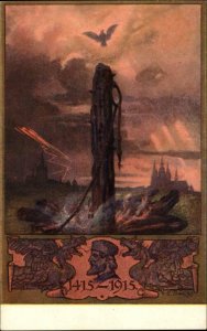 M.J. Huss Memorial Hussitism Czech Theologian Dragons 1915 Postcard 