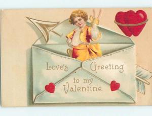 Pre-Linen valentine BOY JUMPS UP OUT OF ENVELOPE HJ2217