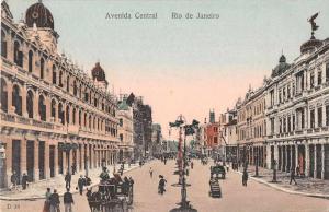 Rio de Janeiro Brazil Avenida Central Street Scene Antique Postcard J49187