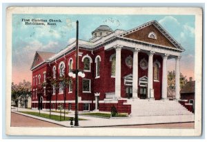 1920 First Christian Church Exterior Roadside Hutchinson Kansas KS Postcard