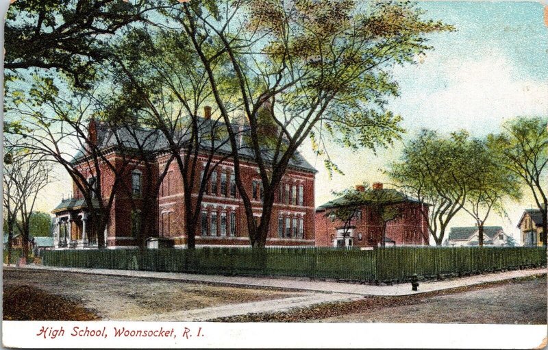 Historic High School Building Streetview Woonsocket Rhode Island DB WOB