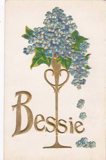 Name Card Bessie With Vase & Flowers