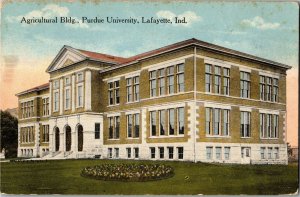 View of Agricultural Building, Purdue University Lafayette IN c1915 Postcard A45