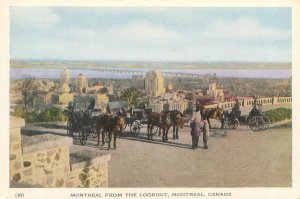 Montreal Canada View of Montreal from the Lookout  Horse Buggies Postcard Unused