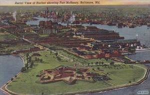 Aerial View Of Harbor Showing Fort Mchenry Baltimore 