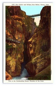 Box Canon & Bridge From Below Ouray Colorado Postcard