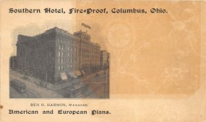 Columbus Ohio c1900 PMC Private Mailing Card Postcard Southern Hotel