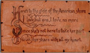 Leather, Here's to the Girls of American Shore c1907 Vintage Postcard H58