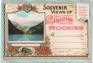 Souvenir Views Of The Canadian Rockies, Antique Valentine & Sons Folder Postcard