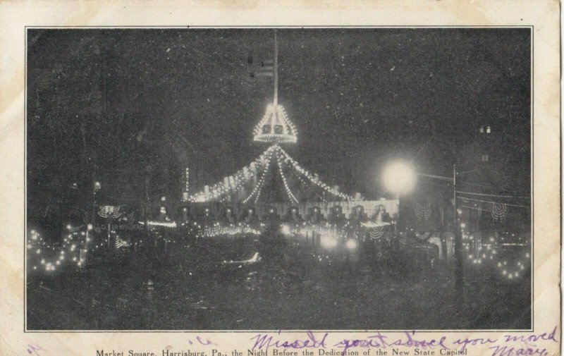 HARRISBURG , Pennsylvania, 1906 ; Market square, night, New Capitol dedication