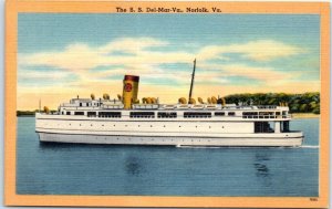 Postcard - The S. S. Del-Mar-Va. - Norfolk, Virginia