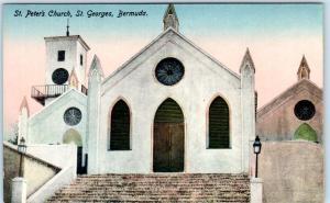 ST. GEORGES. BERMUDA   View of ST. PETER'S CHURCH  ca 1910s  Postcard