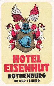 Germany Rothenburg Ob Der Tauber Hotel Eisenhut Vintage Luggage Label sk2020