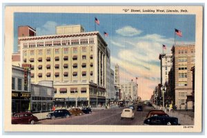 1943 O Street Looking West Shops Car Lincoln Nebraska NE Posted Vintage Postcard