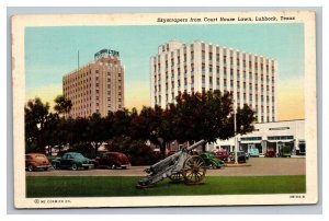 Vintage 1910's Postcard Skyscrapers Court House Lawn Lubbock Texas