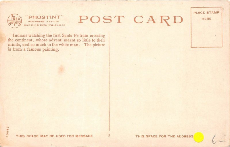 H92/ Native American Indian Postcard c1910 First Santa Fe Train Sauerwen 8