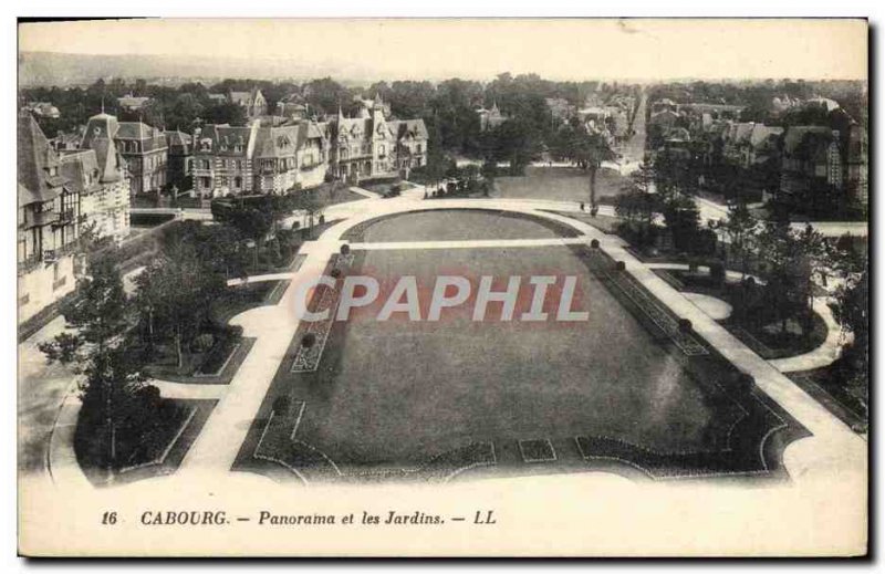 Old Postcard Panorama Cabourg and Gardens