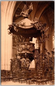 Anvers La Chaire de la Cathedrale Antwerp Belgium Interior Sculpture Postcard