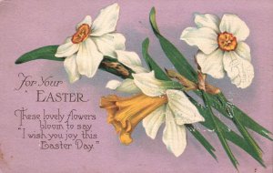 For Your Easter These Lovely Flowers Bloom Eastertide Vintage Postcard c1910