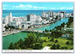 Hotel Row Indian Creek Miami Beach Florida Postcard Continental Aerial View Card