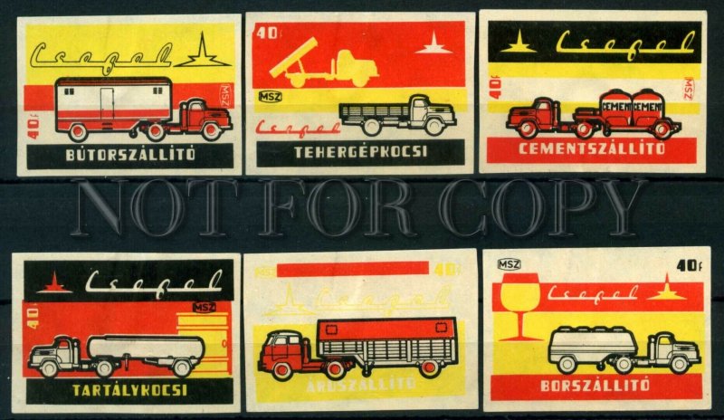 500731 HUNGARY ADVERTISING trucks Vintage match labels