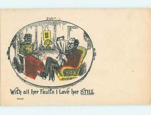 Pre-1907 comic HUSBAND LOVES WIFE EVEN WITH ALL HER FAULTS HL1892
