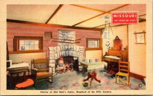 Linen Postcard Old Matt's Cabin Shepherd of the Hills Country Missouri~139505 