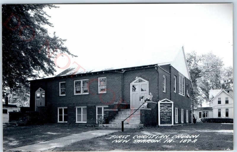 c1950s New Sharon, IA RPPC First Christian Church Mahaska County Real Photo A108