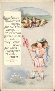 Little Bopeep Nursery Rhyme Token Series No. 7 Vintage Postcard