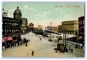 1910 Lynn Railroad Station Locomotive Lynn Massachusetts Posted Vintage Postcard