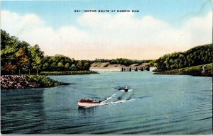 Motor Boats at Norris Dam, TN Vintage Postcard T30