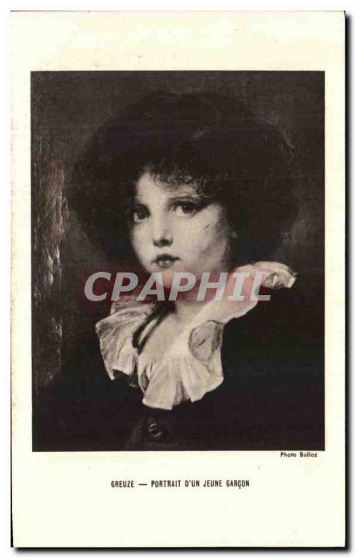 Postcard Old Greuze Portrait D & # 39Un Young Boy