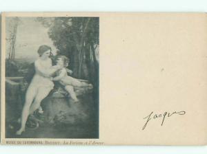 foreign Pre-1907 Risque CUPID WITH NUDE WOMAN AB7207