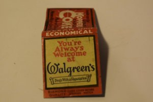 You're Always Welcome at Walgreen's Advertising 20 Strike Matchbook Cover