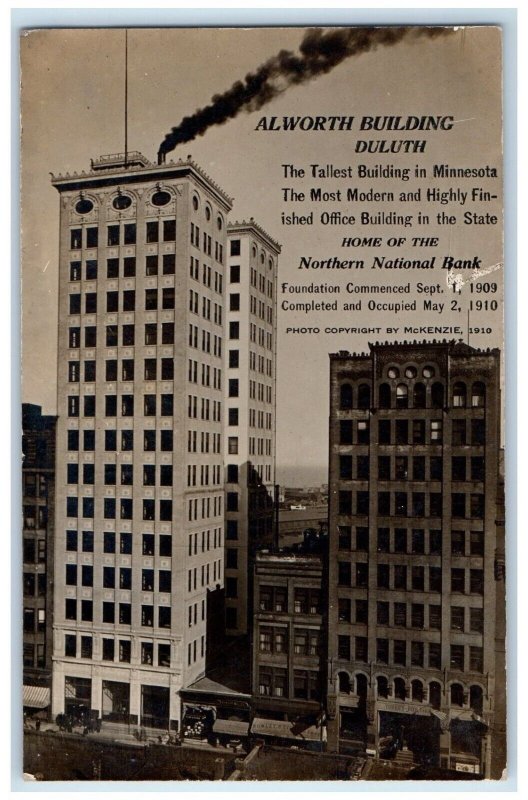 1910 Mckenzie Duluth Alworth Tallest Building In MN RPPC Photo Postcard 
